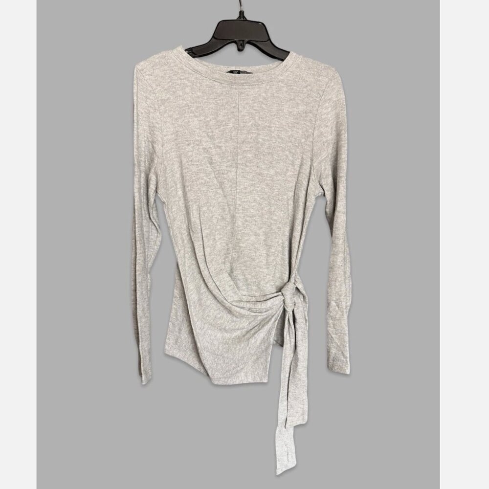 Fifteen Twenty Gray Knit Pullover Wrap Side Tie Long Sleeve Sweatshirt Medium T